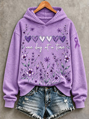 Women's Purple Floral & Alzheimer's Awareness Support Print Sweatshirt