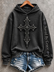 Women's Christian Cross Print Casual Hoodie
