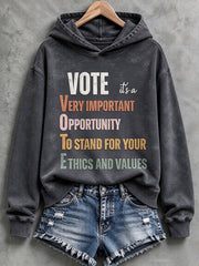 Women's VOTE Print Casual Hoodie