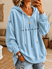 Women’s 'Faith Over Fear' Printed Casual Hoodie