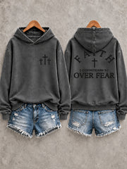 Women's Christian Faith Over Fear Cross Hoodie