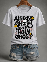 Women's Ain't No Ghost Like The Holy Ghost Christian Halloween Print Casual Tee