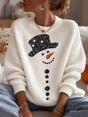 Women's Christmas Snowman Crew Neck Sweater