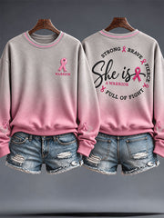 Women's Breast Cancer Awareness Pink Art Printed Sweatshirt