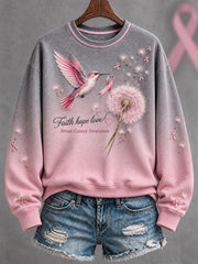 Women's Breast Cancer Awareness Pink Art Printed Sweatshirt
