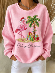 Women's Christmas Flamingo Print Hoodie