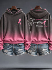Women's Breast Cancer Awareness Floral Art Printed Hoodie
