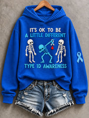 Women'S Diabetes Awareness Print Regular Sweatshirt