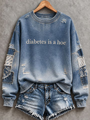 Women's Diabetes Awareness Printed Casual Sweatshirt