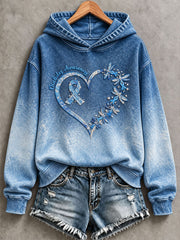 Women's Diabetes Awareness Printed Casual Hoodie