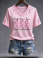 Women's Faith Cross Breast Cancer Awareness short-sleeved T-shirt