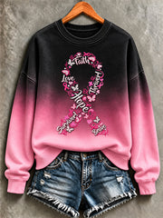 Women's Breast Cancer Faith Print Sweatshirt