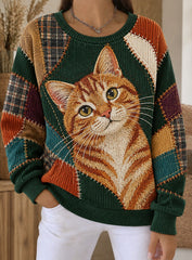 Women's Art Cat Printed Sweatshirt