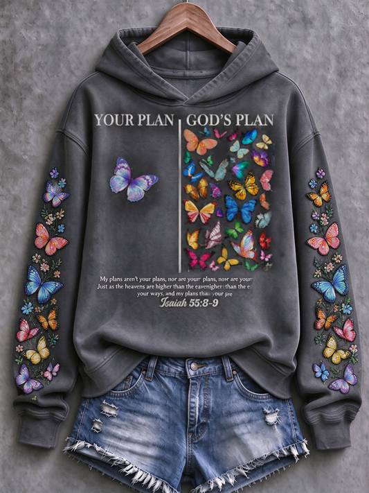 Women's Casual "Faith" Cross-Print Regular Sweatshirt