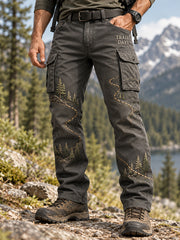 Men's Wilderness Trail Print Hike Lovers Casual Cargo Pants