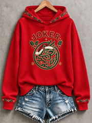 Women's Christmas Mahjong Print Casual Hoodie