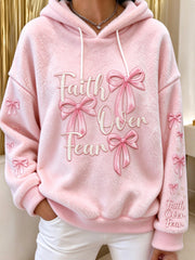 Women's Faith Over Fear Pink Flannel Sweatshirt