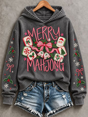 Women's Christmas Mahjong Print Casual Sweatshirt
