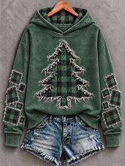 Women's Vintage Christmas Tree Art Regular Hoodie