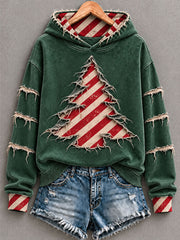 Women's Vintage Christmas Tree Art Regular Hoodie