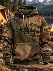 Men's Camping Oversized Drop-Shoulder Hoodie with Pockets