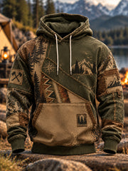 Men's Camping Oversized Drop-Shoulder Hoodie with Pockets