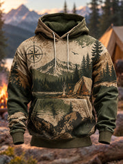 Men's Camping Oversized Drop-Shoulder Hoodie with Pockets