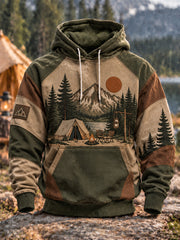 Men's Camping Oversized Drop-Shoulder Hoodie with Pockets