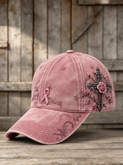 Corss and Pink Charity Ribbon Pattern Design Casual Unisex Hat