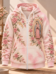 Women's Feast of Our Lady of Guadalupe art Printed Zip-Up Hoodie