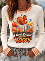 Women's Thanksgiving Parade Print Casual Waffle T-shirt
