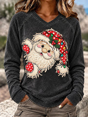 Women's Santa Claus V-neck T-shirts