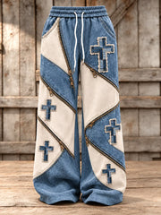Women's Christian Cross Art Print Casual Pants