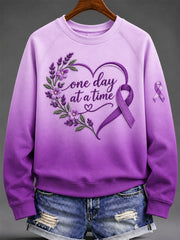 Women's Purple Floral & Alzheimer's Awareness Support Print Sweatshirt