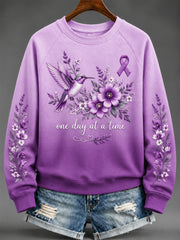 Women's Purple Floral & Alzheimer's Awareness Support Print Sweatshirt