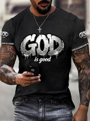 Men's Christian God Is Good Cross Short Sleeve O-neck T-shirt