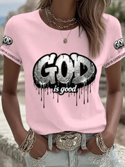 Women's Christian God Is Good Cross Short Sleeve O-neck T-shirt
