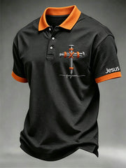 Men's Christian Cross Print Polo
