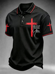 Men's Christian Cross Print Polo