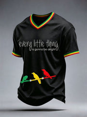 Men's Reggae Music Art Print V-Neck T-Shirt