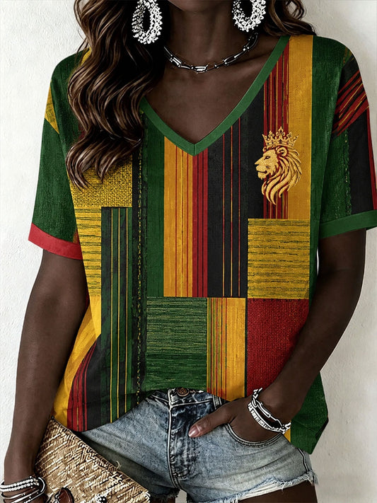 Women's Reggae V-Neck T-Shirt