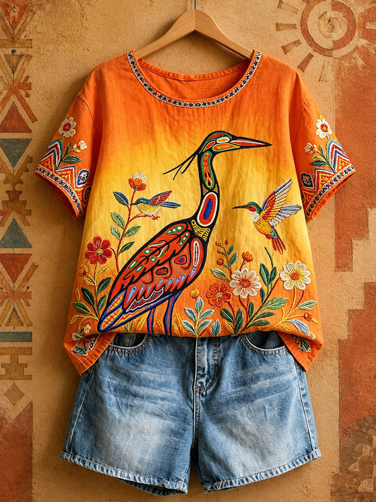 Women's Native Heron Art Tops