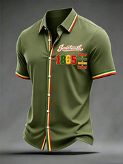 Men's Juneteenth Print Casual Short Sleeve Shirt