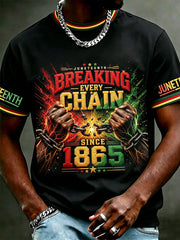 Men's Juneteenth 1865 Print Casual Short Sleeve T-shirt