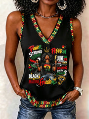 Women's Juneteenth 1865 Print Casual  Vest