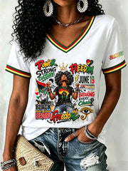 Women's Juneteenth 1865 Print Casual Short Sleeve T-shirt