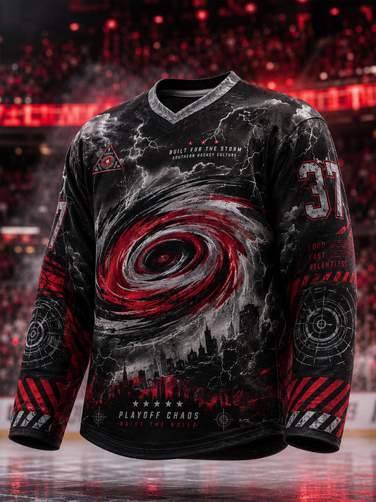 Men's Gift For Ice Hockey Fans Print Casual Long-Sleeve Top