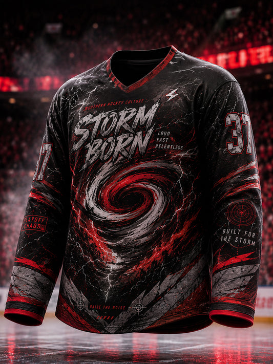 Men's Gift For Ice Hockey Fans Print Casual Long-Sleeve Top