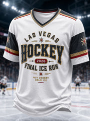 Men's 2026 Ice Hockey Retro V-neck T-shirt