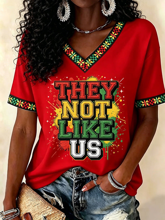 Women's Juneteenth Print V-Neck Tee